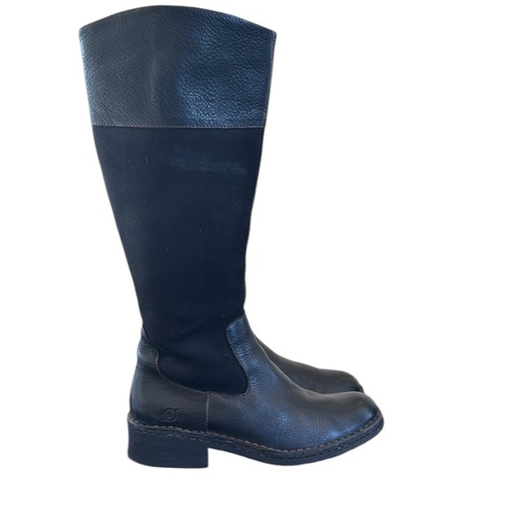 Born Shoes - Born Baret II black, tall, leather suede zip up boots 7.5 W3359